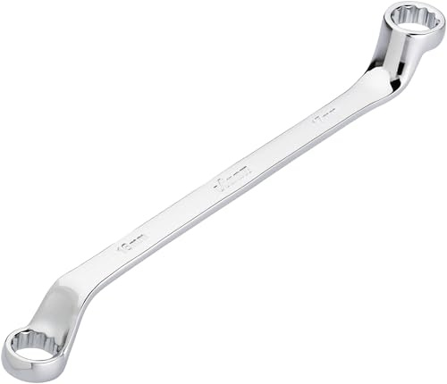 Llave de doble anillo ViGOR V7750-16X17, SW 16 x 17 mm, perfil hexagonal doble externo, desviación de 15 grados, longitud 253 mm, cromada-pulida, según DIN 838/ISO 10104