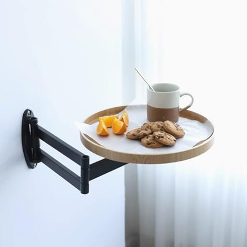Robuster Klapptisch zur Wandmontage, klappbarer runder Schreibtisch mit stabiler Halterung, kompakter und platzsparender kleiner Wandtisch für Home Office, einziehbarer Couchtisch für Wohnzimmer