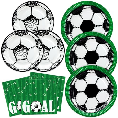 BFB Juego de Platos y Servilletas de papel de Fútbol 48 piezas Platos, Servilletas de fiesta desechables