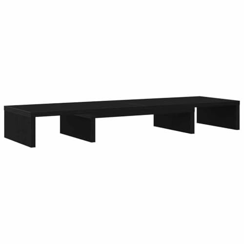 vidaXL Monitorständer Verstellbar Schwarz Eichen-Optik 80x24x10,5 cm, Erhöhung Monitor, Ständer für 2 Monitore, Doppel Monitorständer, Ständer Monitor
