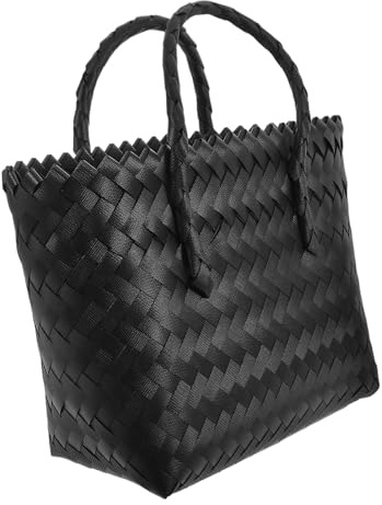OUNONA Handgewebte Strohtasche Damen Mittlere Einkaufstasche Rattan Korbtasche Mit Henkel Vielseitige Strand Und Picknicktasche