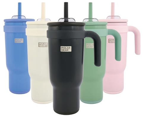 Polar Gear Stainless Steel Water Bottle with Straw - 1.1L Double Wall Insulated Tumbler with Straw and Lid - BPA- Free Leakproof Water Flask - Drinks Bottle Keeps Drinks Hot or Cold for Hours