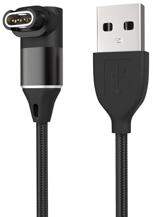 Sinoacc Charger Cable for Garmin Vivoactive 6 5 4 3 Forerunner 55 165 245 255 955 965 970 Fenix 8 Pro E 7 6 5 Venu Sq 2 3S 4 Instinct 2 3 Approach D2 Epix 3.3ft USB Braided 90-Degree Charging Cable
