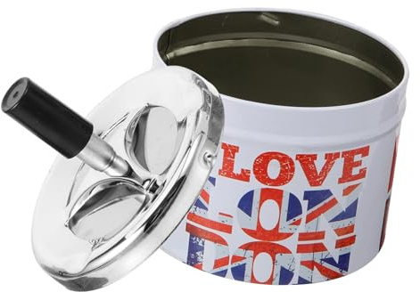 FOMIYES Tinplate Ashtray with Lid for Home and Bar Use, Automatic Extinguishing Tabletop Ashtray Featuring Smooth Surface and Stable Bottom, Sturdy Metal Holder for Smokers