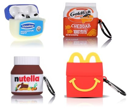 Custodia per AirPods 3ª generazione (confezione da 4), XMBYGY, custodia in silicone con ricarica, copertura protettiva con design carino a cartone animato per AirPods 3, con moschettone (F+G+N+M)