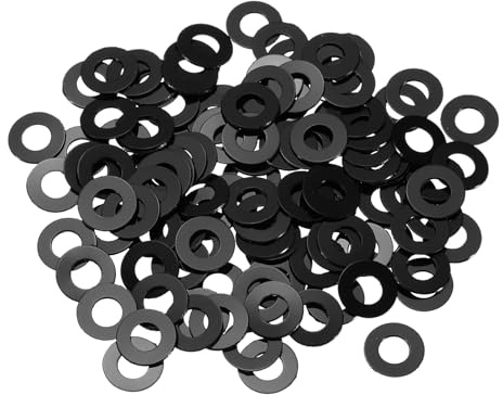 QUARKZMAN 120 Stück Runde Unterlegscheiben M4 x 10 x 0,5 mm, Nylon Kunststoff Dichtscheiben Schwarz Beilagscheiben Set, O Ring Flache Dichtungsringe für Schrauben Muttern Gewindestange