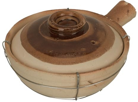 LOLIPPYY Cazuela de Barro con Tapa Olla para Guisar con Asas Cocción Uniforme para Arroz Fideos y Guisos Accesorio de Cocina Tradicional para Uso Doméstico