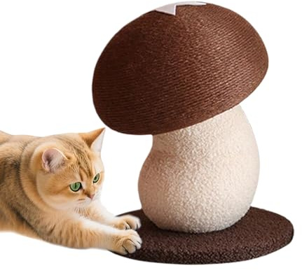 Design champignon - Griffoir en sisal pour chats - Jouet d'enrichissement interactif avec colonne à gratter - Tapis griffoir robuste pour appartement, appartement, aire de jeu intérieure, aire de jeu