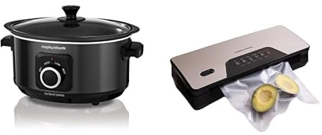 Morphy Richards Slow Cooker & Cordless Vacuum Sealer Bundle, 3.5L Sear and Stew Slow Cooker Black| Vaccum Sealer, 5 Programme, Storage Solution, USB Chargeable, 460012 | 432040