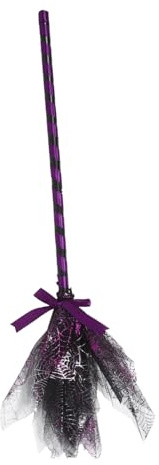 BESPORTBLE Escoba de Bruja Desmontable con Malla y Metalizada para Decoración Interior de Halloween Accesorio Ligero para Disfraz y Fiesta Temática