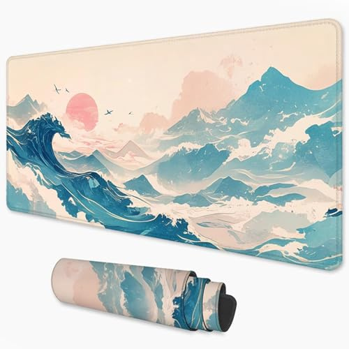 Alfombrilla Ratón Atardecer Mouse Pad 1000x500 mm, Grande Alfombrilla Gaming Montaña con Superficie Especial Que Mejora Velocidad y precisión, Mousepad Impermeable para Gamers, PC y Portátil 3Y-530