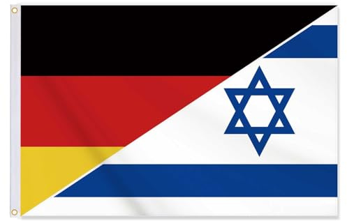 60x90 CM Israel Deutschland Flagge,Mittelgröße israelischen Flaggen,24x36 Zoll doppelt gedrucktes dauerhaftes Banner,150D dicke Polyester-Outdoor-Dekorationen mit 2 Messing-Grommet(Israel,M)