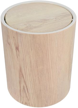 AKOOSY Bidone Spazzatura Retro in Plastica Effetto Legno con Coperchio Ribalta Cestino Salvaspazio per Camera Ufficio Hotel e Casa Contenitore Elegante e Robusto per Rifiuti