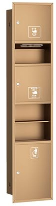 KAXLDHH Porta Carta Igienica da Incasso con Asciugamani Elettrico Automatico e Pattumiera, Nicchia Bagno in Acciaio Inox 304, Dispenser Carta WC con Serratura di Sicurezza(Brass)