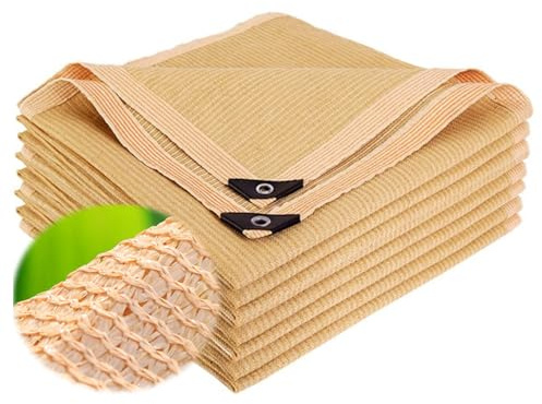Tessuto ombreggiante da giardino, Tessuto for la privacy traspirante con vela ombreggiante beige all'80% occhielli di varie dimensioni(6 x 8 m)