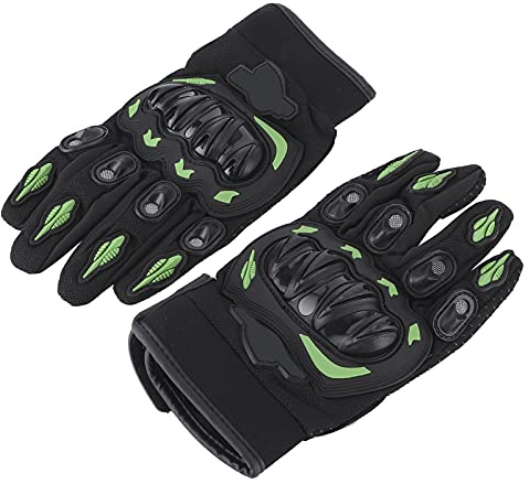 aqxreight Par de de Montar para Carreras de Motos Al Aire Libre para Hombres y Mujeres, Negro y Verde, Talla M, Malla Transpirable, Palma Antideslizante, Tela Conductora, Funda Protectora de PVC