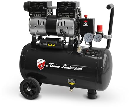 by Tonino Lamborghini GM - Compresor de Aire Eléctrico Silencioso 24L 1HP 8 Bar