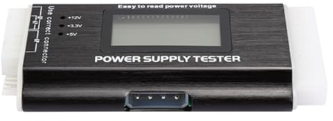 Qudinip Display LCD del Tester di Alimentazione del Computer, Lega di Alluminio Resistente, Rileva Rapidamente la Tensione in Uscita, per Appassionati e Tecnici di PC