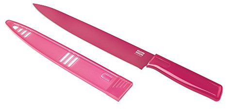 KUHN RIKON 23956 Messer Colori 1 Tranchiermesser Schinkenmesser fuchsia 35 cm Edelstahl antihaftbeschichtet m. Klingenschutz