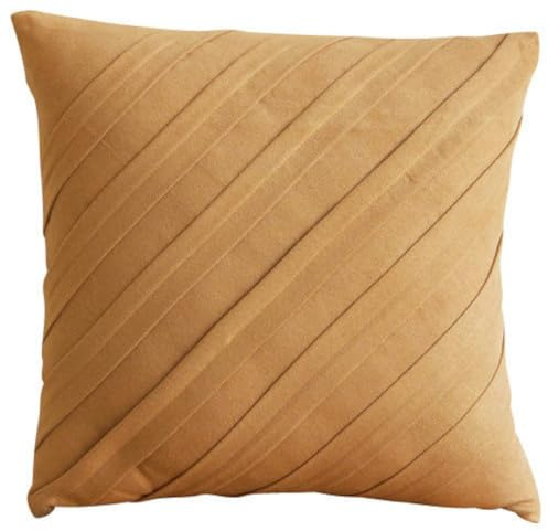 The HomeCentric Broncearse Cubierta De Almohadas, con Textura Alforzas Color Solido, 35x35 cm Cojines Cubren, Gamuza Sintética Almohadas Fundas para El Sofa, Contemporaneo - Contemporary Tan