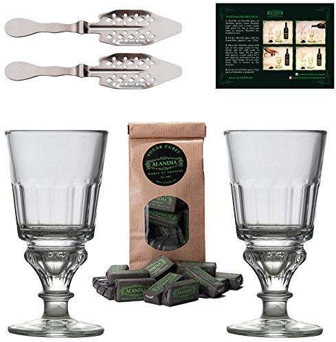 Set di Assenzio con 2x Assenzio Bicchiere Vetro di ALANDIA | 2x Cucchiaio | 1x Cubetti di Zucchero