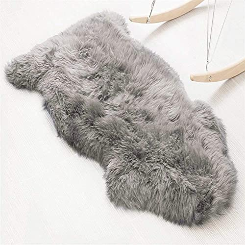 KAIHONG Faux Fur Sheepskin Style Rug (60 x 90 cm) Faux Fleece Chair Cover Seat Pad Soft Fluffy Shaggy Area Rugs For Bedroom Sofa Floor (gray, 60 x 90 cm)