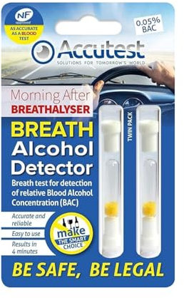 Accutest Disposable Breathalyser – Twin Pack | EU France Certified, Quick Alcohol Tester Kits – UK & France Breathalysers