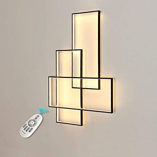 LED Wandleuchte Deckenleuchte Dimmbar Fernbedienung Modern Wohnzimmer Schlafzimmer Wandlampe Retro Eckig Design Metall Acryl Deckenlampe Esszimmer Kinderzimmer Bad Flur Treppenhaus Leuchten 67*47cm