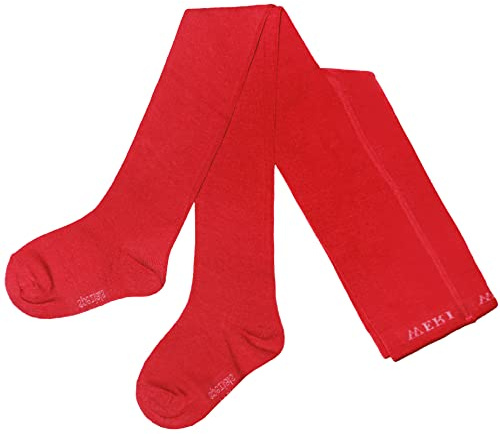 Weri Spezials Baby and children's tights for girls and boys, plain smooth in 19 great colours made of cotton - Red - 12-18 Months