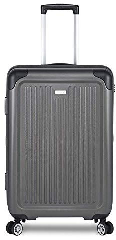 Stratic Stripe Hartschalen-Koffer Trolley Reisekoffer Rollkoffer mit TSA-Schloss 4 Rollen besonders leicht und leise, M, Graphit