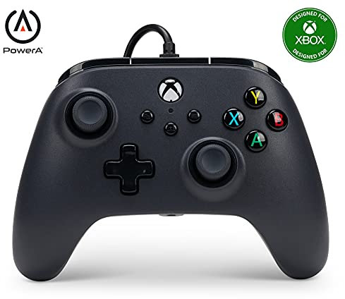 PowerA Wired Controller For Xbox Series X & S, Xbox One, PC, Windows 10 & 11, Dual Rumble Motors, Detachable 10ft USB Cable, 3.5mm Stereo Headset Jack, Official: Black