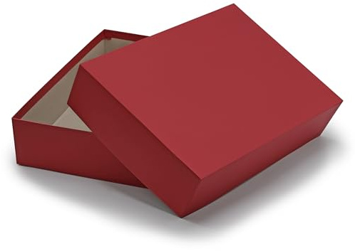 NEUSER PAPIER Geschenkbox mit Deckel DIN A4 – Aufbewahrungsbox Karton Dunkelrot bezogen – Geschenkkarton Schachtel stapelbar 302 x 213 x 70 mm, 3 Stück