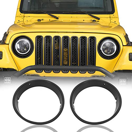 u-Box Wrangler TJ 97-06 Bright Black Headlight Bezels Headlight Cover Trim