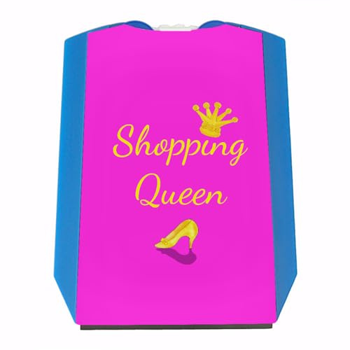 speecheese Shopping Queen Parkscheibe in rosa mit Krone und 2 Einkaufswagenchips als Geschenkidee zu Weihnachten oder zum Valentinstag für Frauen die Shoppen und Einkaufen lieben