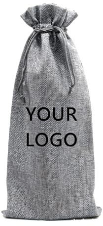 TOPTIE 12 Stück Custom Jute Weinbeutel Sackleinen Flaschentasche Wein Geschenktasche für Weinflaschen 750 ml Hochzeitszubehör