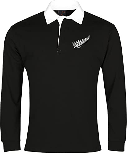 Old School Football New Zealand Rugby-Shirt, langärmelig, besticktes Logo