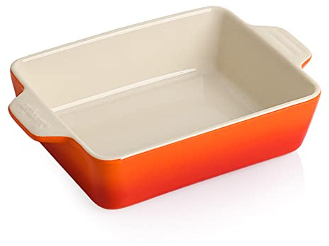 Sweejar Ceramic Baking Dish, Rectangular Small Baking Pan with Double Handles, 20 Oz for Cooking, Brownie, Kitchen, 6.5 x 4.9 x 1.8 Inches (Gradient Orange)
