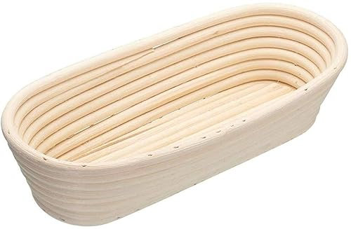 Ecoodisk Cesto di Rattan in Stile Europeo indonesiano, Cesto di Pane Rustico Pane Ovale per Pane di Pane Rustico con Copertura di Pane Rustico con Copertura di Stoffa,35 * 14 * 7CM