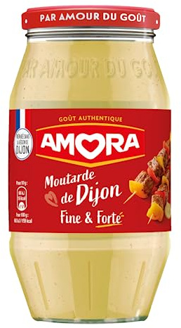 Amora - Mostaza Dijon Fuerte, Salsa Mostaza, Ideal para Condimentar, Sabor Picante - 430 g