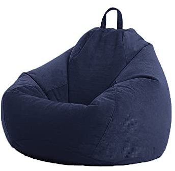 Highdi Corduroy Bean Bag No Filler, Gaming Beanbag Chair Cover for Adult Kids Without Filling Highback Comfortable Lazy Sofa Beanbag Soft Toy Storage Bean Bag Seat (90x110cm,Navy blue)