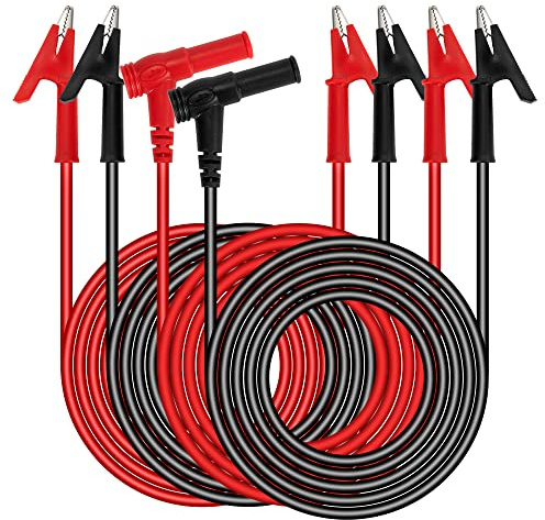 GUNGY Multimeter Kabel mit Krokodilklemmen 1 Meter Messleitungen Set mit 4mm Bananenstecker Flexible Schutzhülle für Elektriker Heimwerker und Hobby 4 Stück