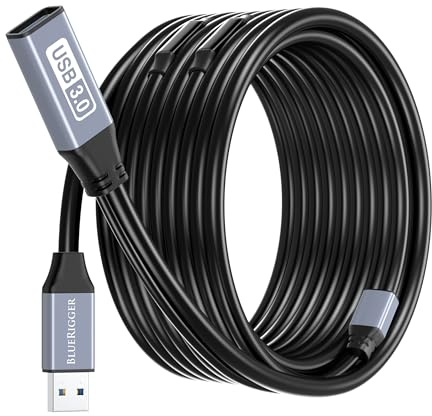 BlueRigger USB 3.0 Extension Cable (22.8M, Active, 5 Gbps, In-Wall CL3 Rated, Type A Male to Female Adapter Cord, USB-A EXT) - Long USB Repeater Extender for VR, Printer, Hard Drive, Keyboard, Xbox