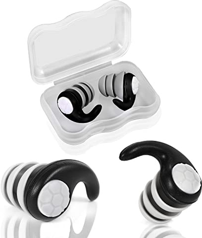 Swimming Ear Plugs, Soft Reusable Waterproof Ear Plugs Silicone Noise Reduction Earplug for Adults Swimming Surfing Showering for Quiet Studying (Black)