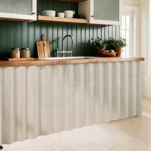 LIVEINU Selbstklebend Schrankvorhänge für Küche, Beige 2, 140x50cm | Kleiderschrank, Badezimmer, Privatsphäre Gardine, Staubdichter Vorhang für Regale, hängende Tür, Japanische Noren