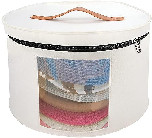 Memfish Scatola per cappelli da donna, grande, rotonda, organizer per cappelli, con coperchio, a tesa larga, per cowboy, uomini, cowboy, cappelli, vestiti, armadio pieghevole