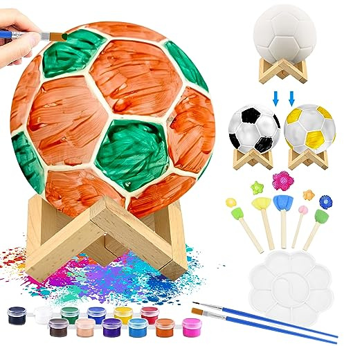 RAINPOP DIY Arts and Crafts Football Lamp Art Kit,Paint Your Own Football Lamp Lamp Kit 3D Night Light Painting Craft Kits for Girls Boy Gifts Toys for Birthday Presents
