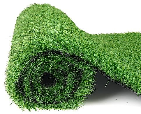 HUHJYUGE Rasenteppich Outdoor 3x4m, Kunstrasen Teppich Balkon, Rasenteppich Meterware, Kunstrasen Rasenteppich für Garten Balkone Terrassen, mit Drainagelöchern, 30mm Florhöhe