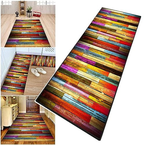 RAUMPA Teppich Läufer Flur Küche Waschbar rutschfest Mit Muster 80x200 cm Lang Küchenläufer Küchenteppich Teppichläufer Flurteppich Küchenmatte, Teppich für Eingangsbereich Wohnzimmer Schlafzimmer