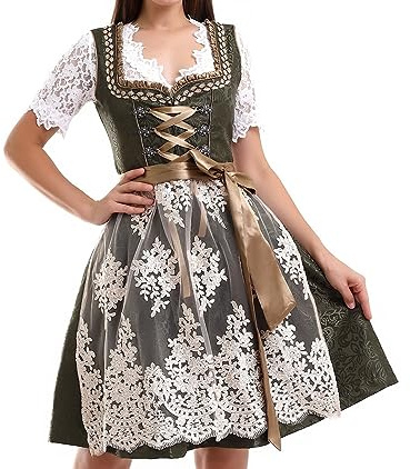 Lifos 0300 Dirndl Germandress 2 st. Oktoberfest storlek 34 till 52, kaki, 42