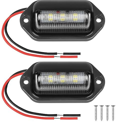 URAQT 2PCS LED Number Plate Lamp, 12V-24V DC Waterproof 6-SMD Taillight, Universal Rear License Plate Light for Truck SUV Van RV Boats, Dome/Cargo Lights